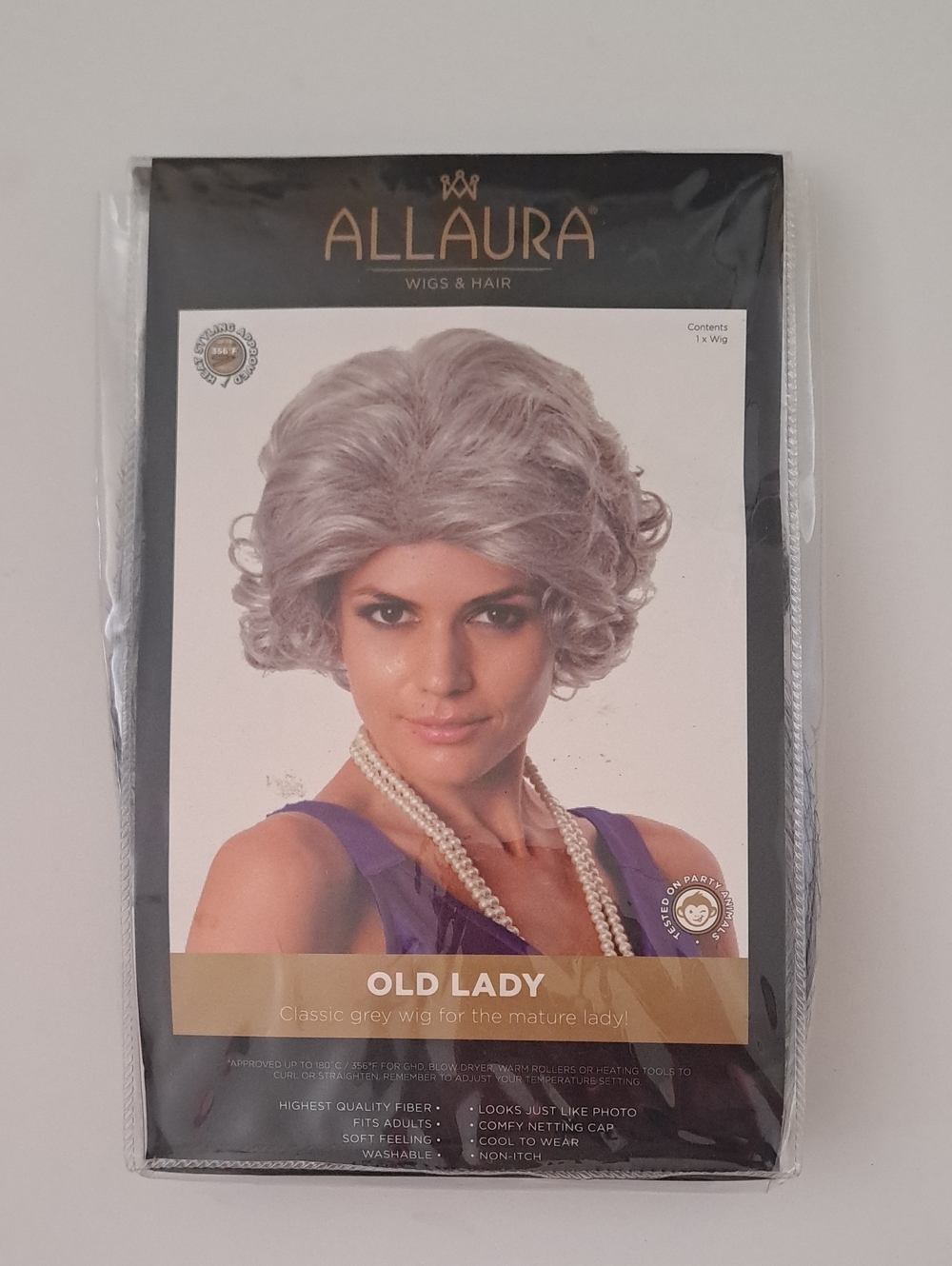 ALLAURA Old Lady Grandma Grey Wig Queen Classic Grey Wig For The Nature Lady